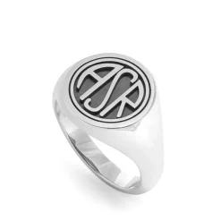 AS Roma Anello Chevalier Sigillo ASR tondo X Nove25, Unisex, Argento Brunito Cheap