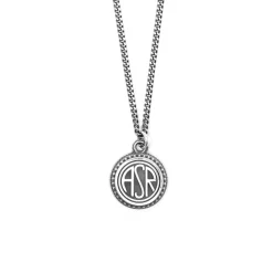 AS Roma Collana Grumetta Pendente ASR tondo X Nove25, Unisex, Argento Brunito Cheap