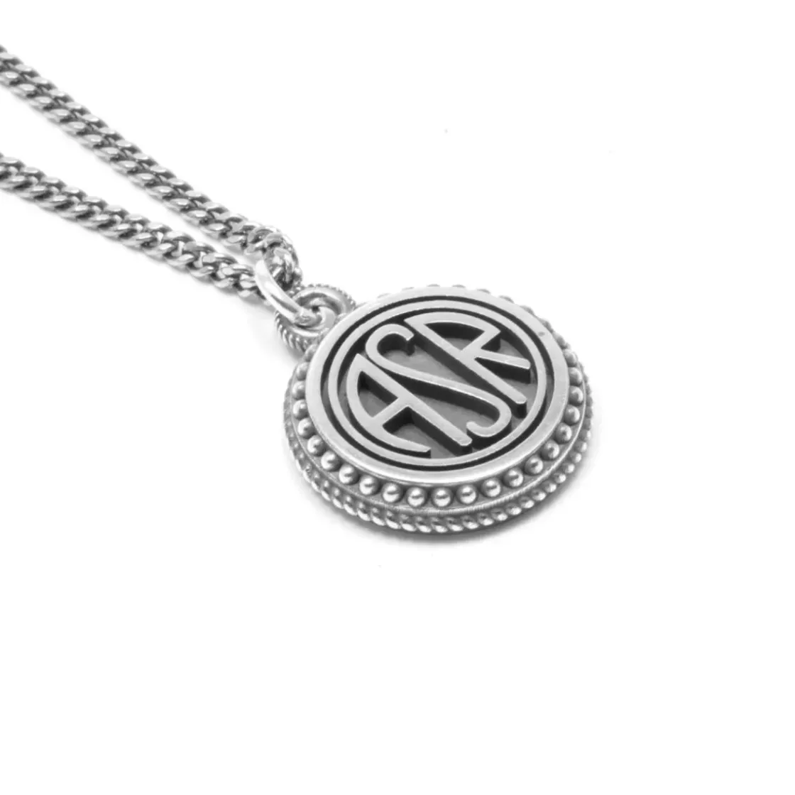 AS Roma Collana Grumetta Pendente ASR tondo X Nove25, Unisex, Argento Brunito Cheap