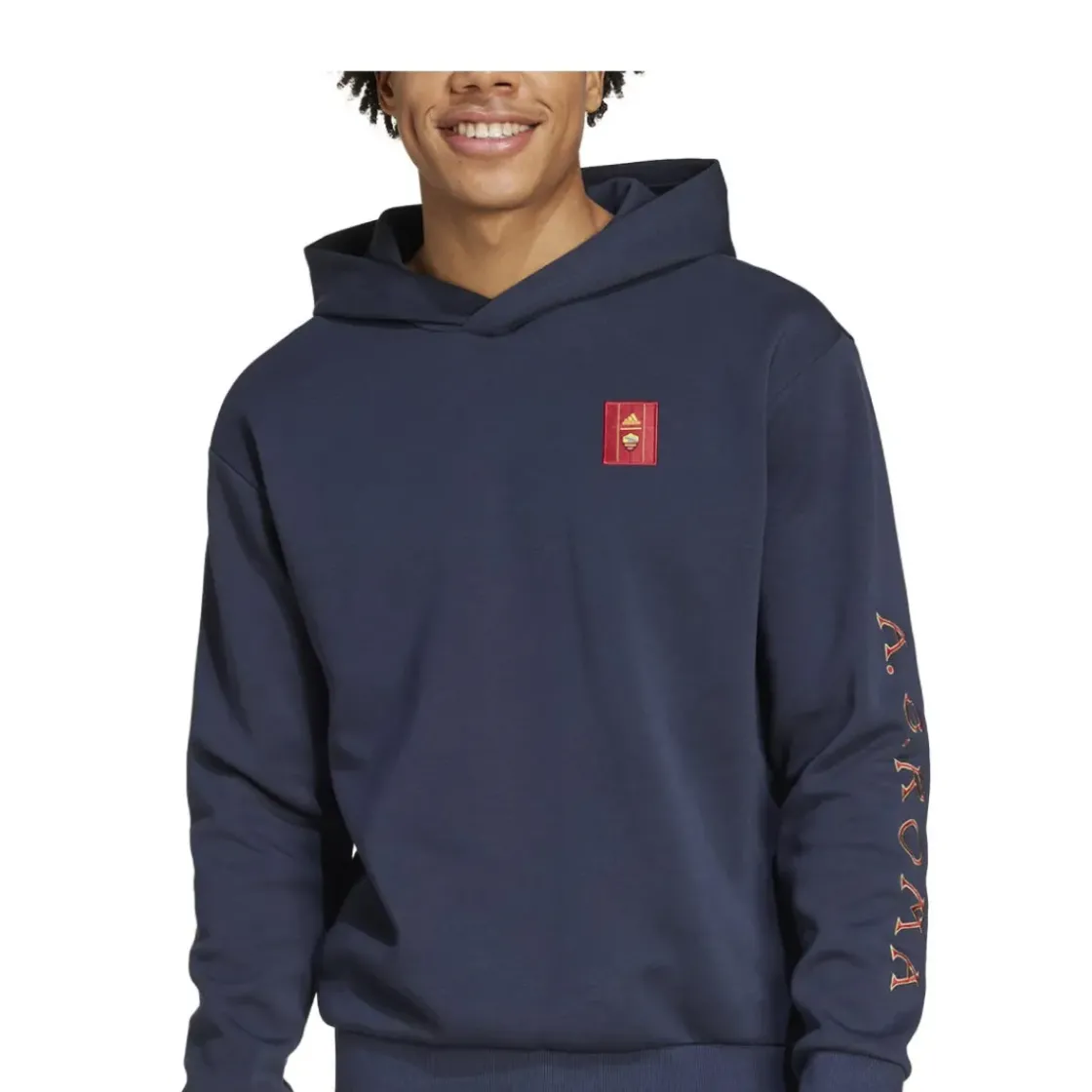 AS Roma Felpa Adidas con cappuccio , Uomo, Blu Shop