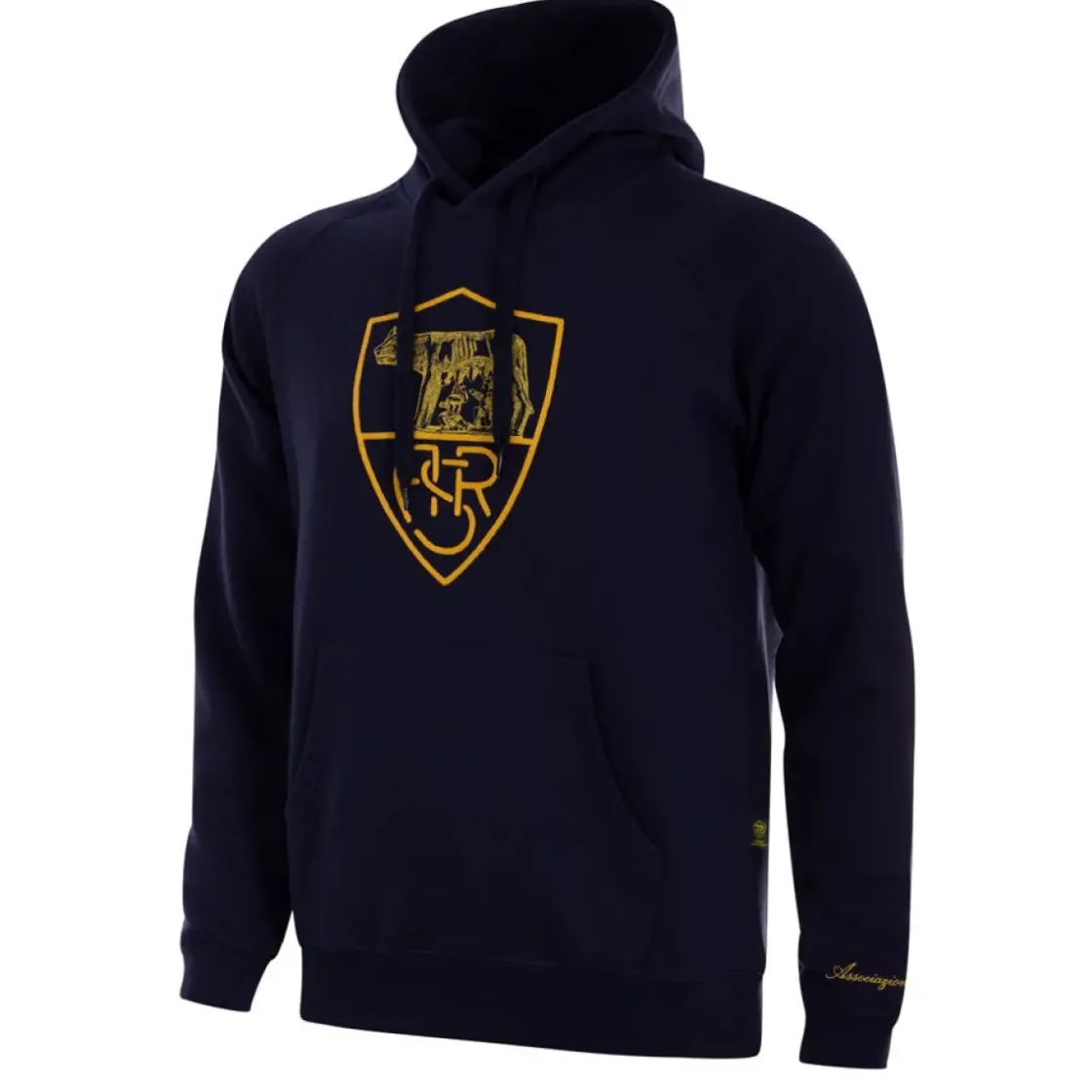 AS Roma Felpa con cappuccio logo Crest Heritage Collection, Uomo, Blu Best Sale