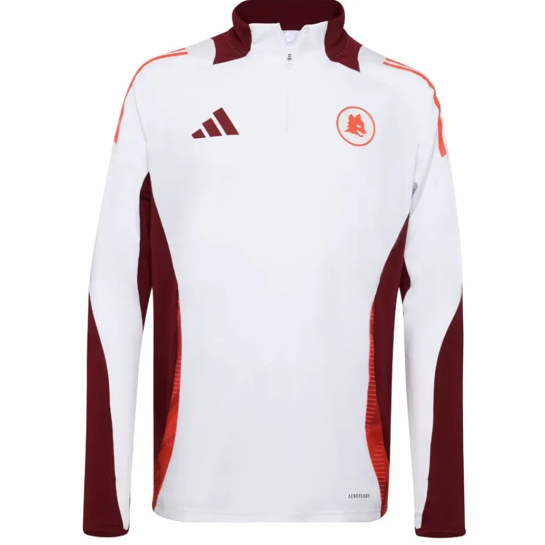 AS Roma Felpa da allenamento con zip a metà, Bianco Fashion