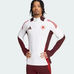 AS Roma Felpa da allenamento con zip a metà, Bianco Fashion