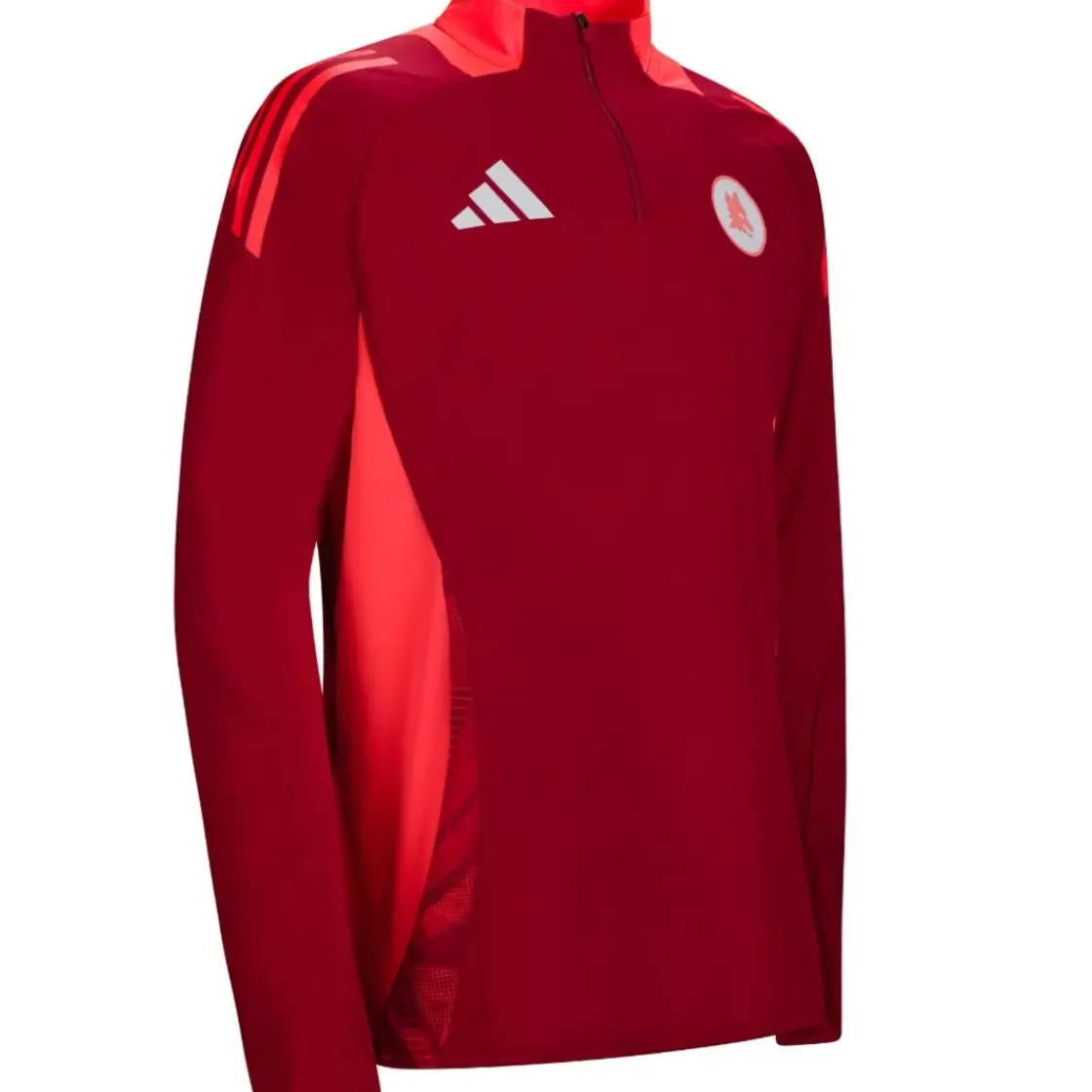 AS Roma Felpa da Allenamento Coach con Zip a Metà , Rossa, Uomo Fashion