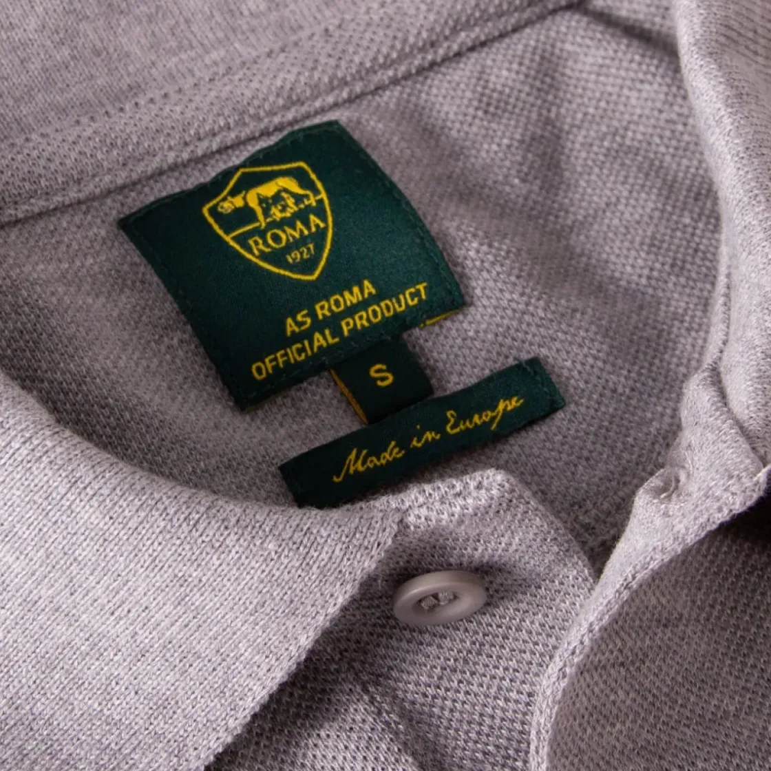 AS Roma Polo retrò a righe con logo Lupetto , Adulto, Grigio Best Sale