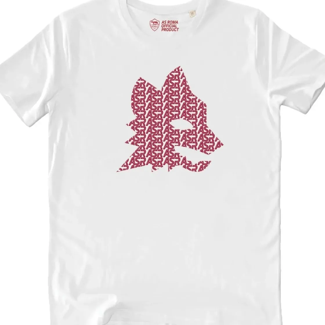 AS Roma T-Shirt Lupetto Logo Collection, Bianco New