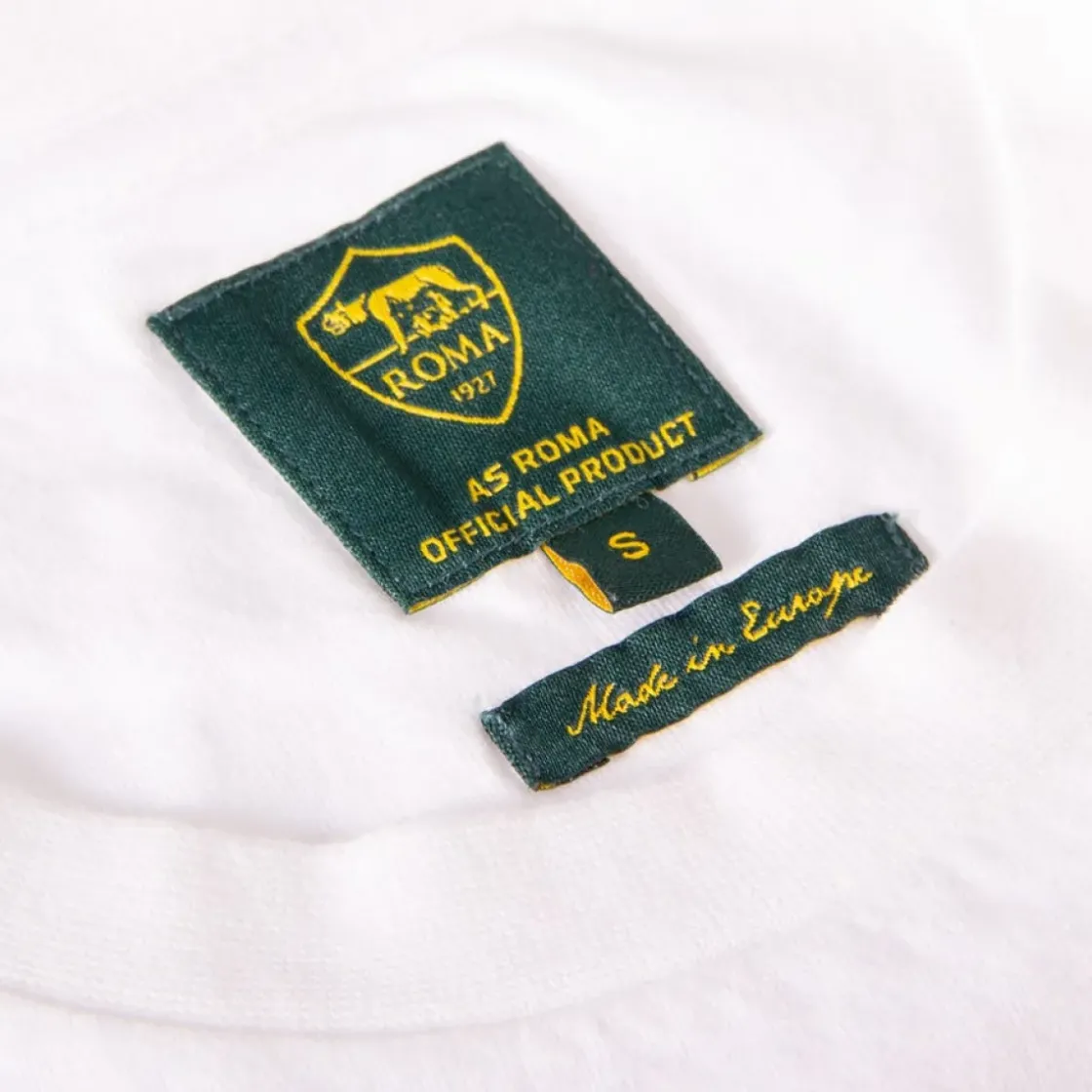 AS Roma T-shirt retrò righe e logo lupetto, Adulto, Bianco Flash Sale